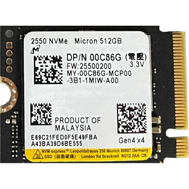 Micron 2550 512GB 22X30 M.2 Nvme SSD Fiyatı - Taksit Seçenekleri