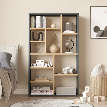 L'occi Concept Forge Kitaplık 124CM Sepet-Antrasit