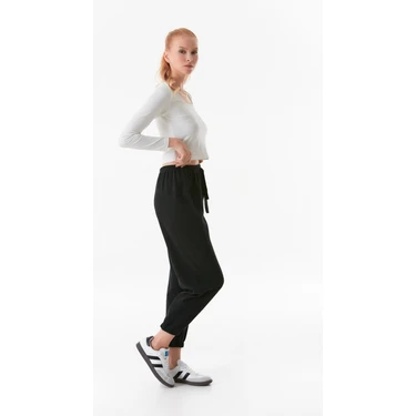 FullaModa Fitilli Beli Lastikli Jogger