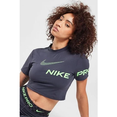 Nike Pro Dri Fit Cropped Graphic Sleeve Kad n Antrasit Fiyat