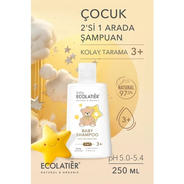 2'si 1 Arada Kolay Tarama Bebek ve Çocuk Şampuanı 3+ Yaş, 250 ml/ Baby