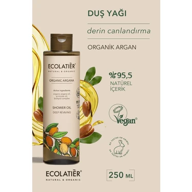 ECOLATIER Duş Yağı Derin Canlandırıcı Organik Argan Nemlendirici Yumuşatıcı Pürüzsüzleştirici 250