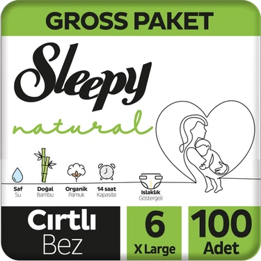 Sleepy Natural Gross Paket Bebek Bezi 6 Numara Xlarge 100