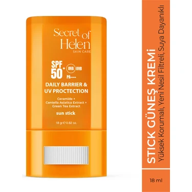 Secret Of Helen Spf 50+ Stick Güneş Kremi 18 G | Yeni Nesil Filtre & Suya Dayanıklı|Ceramide,