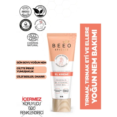BEE'O Nemlendirici, Ballı Organik El Kremi 50