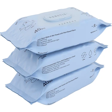 Agnotis Baby Supreme Water Wipes %99 Saf Su Içeren Bebek Islak Havlu 40X3'Lü 120