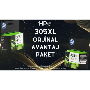 HP Deskjet 2720 Orjinal 305XL Kartuş Avantaj Paket Siyah ve Renkli 2x Daha Fazla