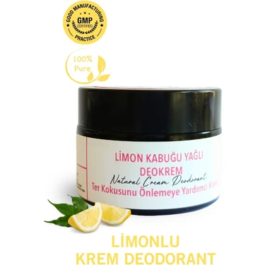 Bioran Limon Kabuğu Yağlı Deokrem 30 ml - %100 Doğal Krem Deodorant, Cam