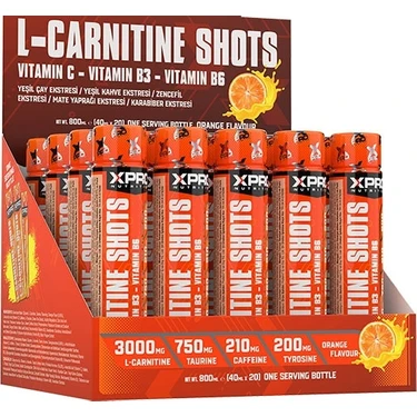 Xpro Nutrition Xpro L-Carnitine Shot 3000MG 40ML x 20 Adet -