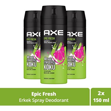 Axe Erkek Deodorant & Bodyspray Epic Fresh 48 Saat Etkileyici Koku 150 ml X3