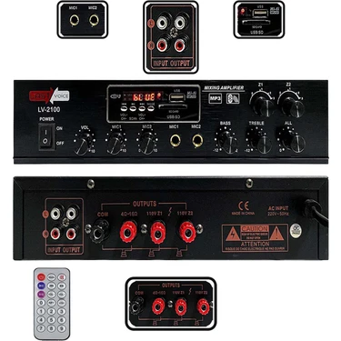 Lastvoice Lv-2100 Hat Trafolu 2 Bölgeli Stereo Anfi 2x100W