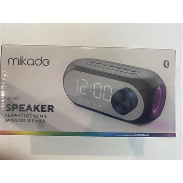 Mikado Md-W7 1200MAH 5W Siyah Bluetooth-Aux-Derece-Usb-Fm Double Alarmlı Saat Speaker