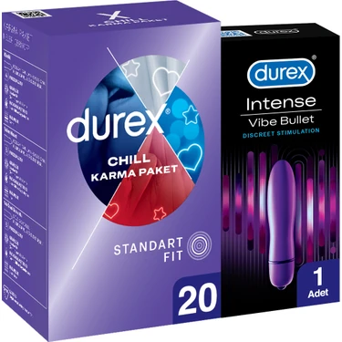 Durex Chill Karma Paket Prezervatif 20’li+ Durex Intense Vibe Bullet Titreşimli