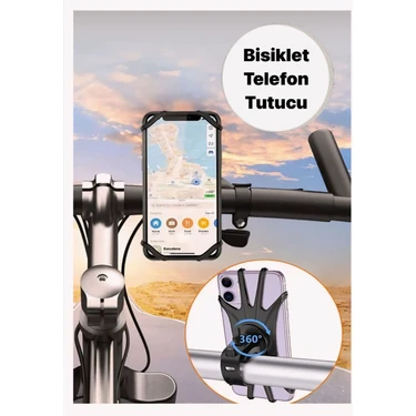 Mi-Ça Home 360° Dönebilen Bisiklet, Motorsiklet Direksiyon Silikon Telefon Tutucu/orjinal Gidon