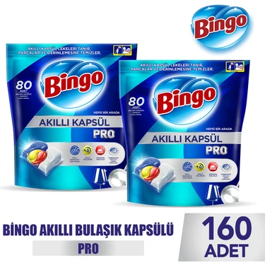 Bingo Akıllı Kapsül Pro Bulaşık Makinesi Deterjanı Tableti 160