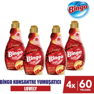 Bingo Soft Konsantre Çamaşır Yumuşatıcısı Lovely 1440 ml X 4