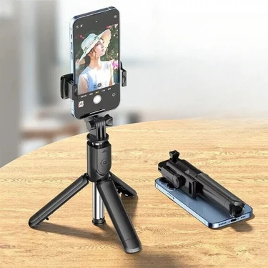 Buffer Buffer® Masaüstü Tripod Olabilen Telefon Tutuculu Kablosuz Kumandalı Selfie