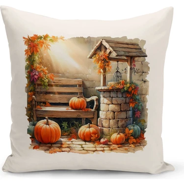 Bertille Home Sonbahar Serisi Çift Tarafı Dijital Baskılı Kırlent Kılıfı (Halloween Autumn Cushion