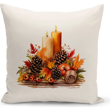 Bertille Home Sonbahar Serisi Çift Tarafı Dijital Baskılı Kırlent Kılıfı (Halloween Autumn Cushion