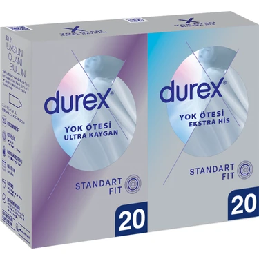 Durex Yok Ötesi Ekstra His ve Yok Ötesi Ultra Kaygan Prezervatif 40'lı Ekonomik