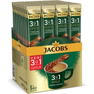 Jacobs 3'ü 1 Arada Gold Yoğun Lezzet Karışım Kahve 40'lı