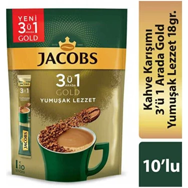 Jacobs 3'ü 1 Arada Gold Yumuşak İçim Karışım Kahve 10'lu