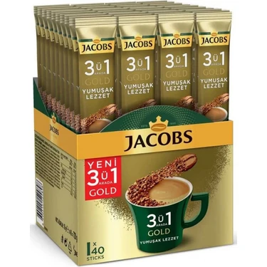 Jacobs 3'ü 1 Arada Gold Yumuşak İçim Karışım Kahve 40'lı