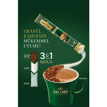 Jacobs 3'ü 1 Arada Gold Yoğun Lezzet Karışım Kahve 10'lu Fiyatı