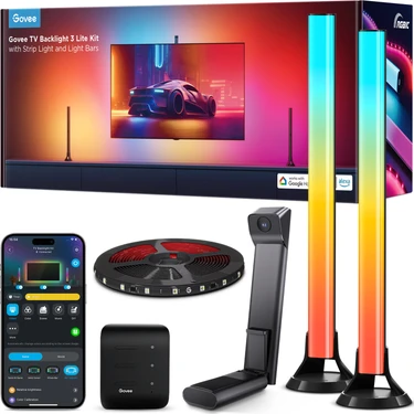 Govee TV Arkası Led Şerit Aydınlatma + 2'li Aydınlatma Bar + Tv ile Renk Senkronizasyon 55-65 inç