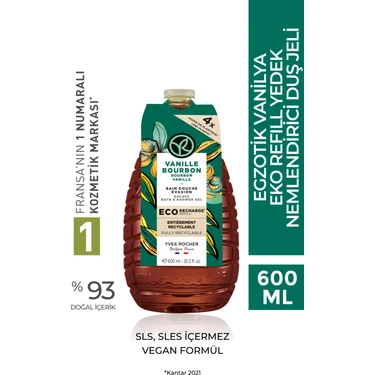 Yves Rocher Eko Refill Yedek Duş Jeli-Nemlendirici Egzotik Vanilya- SLS,SLES İçermez,Vegan-