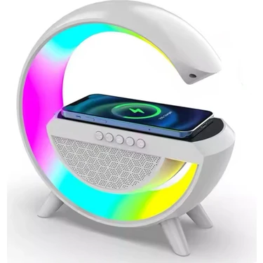 BF Rgb LED Işıklı Kablosuz Wireless Şarj Masa Lambası Bluetooth Hoparlör Speaker G