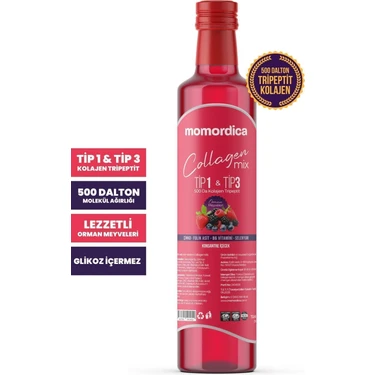 Momordica Kolajen Karışımı Sıvı Takviye Gıda 250 ml - Tip 1 ve Tip 3, 500 Dalton Tripeptit Kolajen,