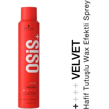 Schwarzkopf Osis Velvet Saç Spreyi 200 ml Hafif Tutuş Wax Efektli Parlak Görünüm Tüm Saç