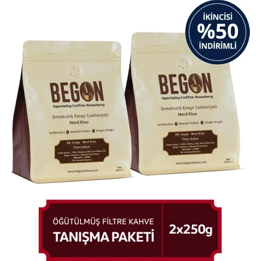 Begon Nord Kivu Nitelikli Filtre Kahve (Öğütülmüş) Tanışma Paketi 250G x 2