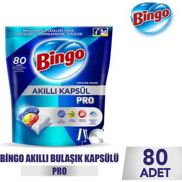 Bingo Akıllı Kapsül Pro Bulaşık Makinesi Deterjanı Tableti 80