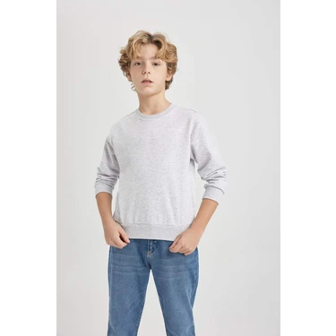 DeFacto Erkek Çocuk Bisiklet Yaka Basic Sweatshirt