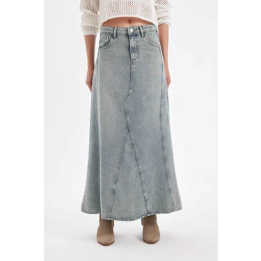 DeFacto Fashion Fit Cepli Jean Maxi Etek