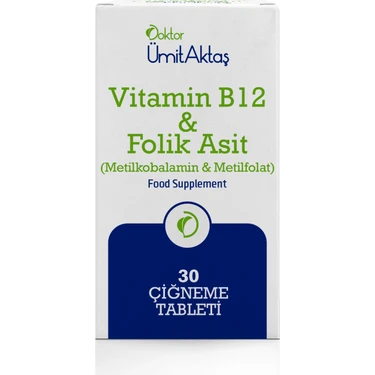 Dr. Ümit Aktaş Vitamin B12 & Folikasit - Aktif B9 (30 Çiğneme