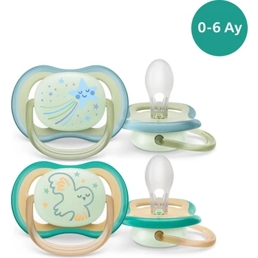 Philips Avent Ultra Air Gece Emziği 0-6 Ay, 2'li Paket, Erkek