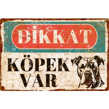 Hayg Equipment Pas Görünümlü Dikkat Köpek Var Alüminyum Uyarı Levhası - Vintage Dogo Argentino