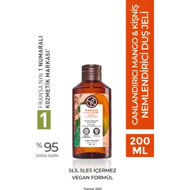 Yves Rocher Duş Jeli - Nemlendirici Canlandırıcı Mango Kişniş-SLS,SLES