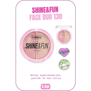 Callista Shine & Fun 130 Shine Squad Aydınlatıcı ve Toz Allık Paleti Hacim ile Parlak