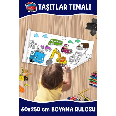 Melolisa Büyük Taşıtlar Temalı Dev Boyama Rulosu