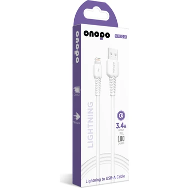 Onopo İphone Apple Uyumlu Kablo Lightning To USB Kablo 3.4A Uyumlu Hızlı Şarj ve Data Kablosu 1m -