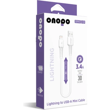 Onopo İphone Apple Uyumlu Kısa Kablo Lightning To Usb Mini Kablo 3.4a Hızlı Şarj Ve Data Kablosu