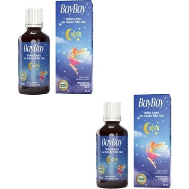 Baybay Night Damla Sıvı Takviye Edici Gıda - 50 ml x 2, Melisa, Ihlamur ve Papatya Ekstraktı