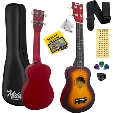 Midex UKX-233SB Sunburs Concert Ukulele (Askı Çanta Metod