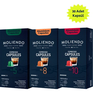 Moliendo Alüminyum Kapsül Kahve Tanışma Paketi 3X10 Nespresso Uyumlu Alüminyum Kapsül