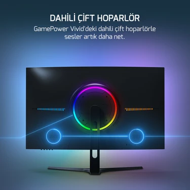 GamePower 27'' Vivid V80 VA Panel Curved RGB 280Hz 0.5ms FHD 2x2W Speaker Gaming Monitör (Sıfır Ölü