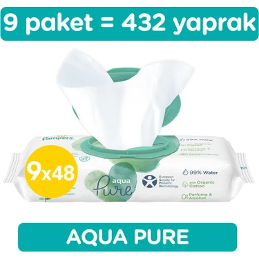 Prima Islak Havlu Mendil Aqua Pure  9'lu 432 Yaprak  Fırsat